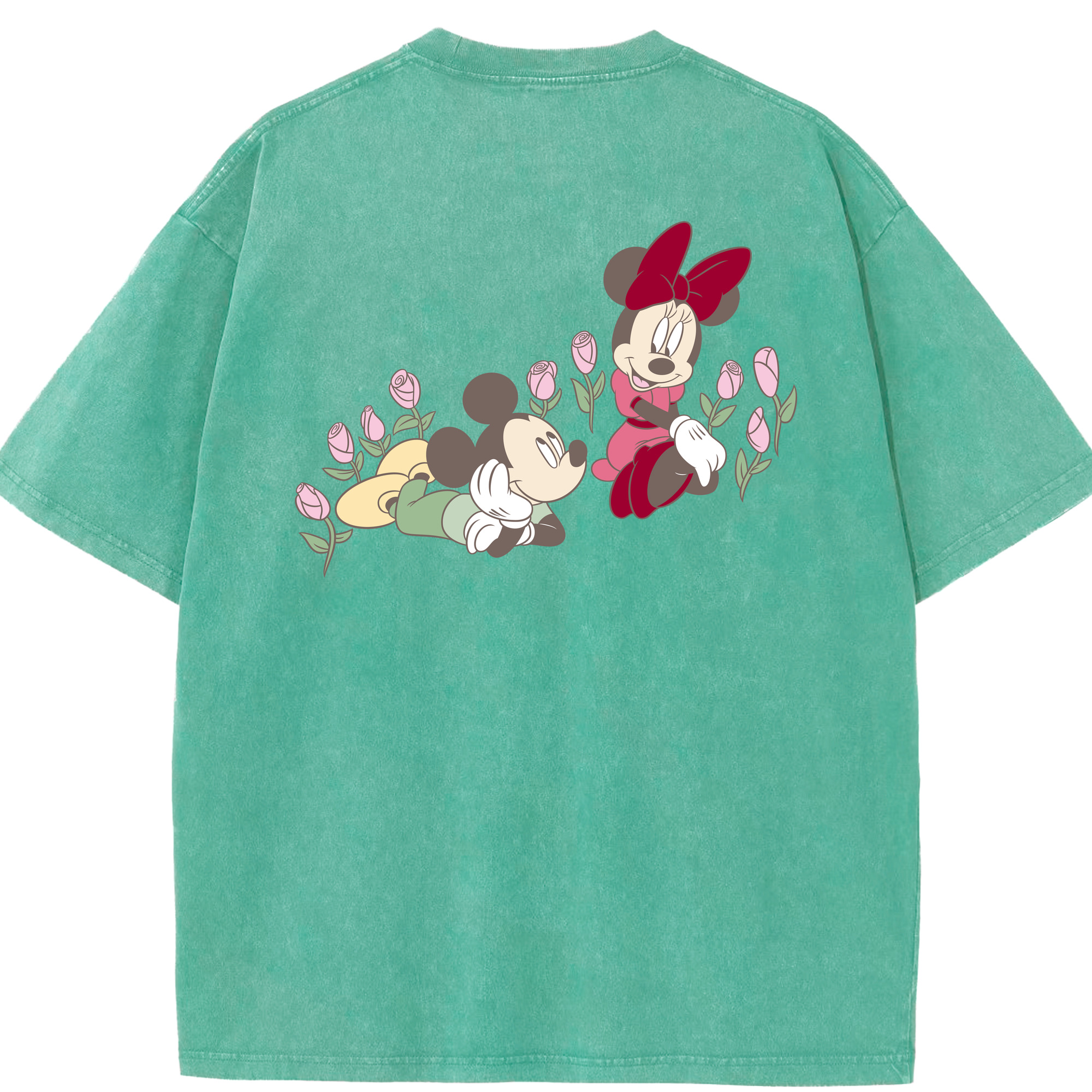 （画像用） ミッキーマウス Mickey Mouse 綿100% ヴィンテージ風 半袖Tシャツ（背面プリント）